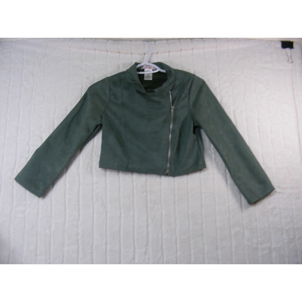 Love To Be Loved Moto Jacket Kids Size 14 Green Faux Suede IMD9369